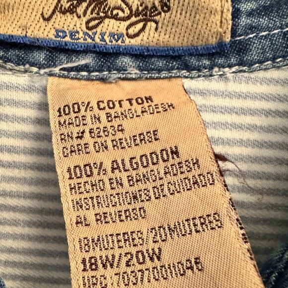 Womens Sz 18W 20W Just My Size Long Sleeve Denim Striped Fall Blouse - Picture 4 of 4